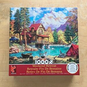 NWT Weekend Retreat Puzzle - 1000 Pieces - Cabin Lake Camping Tent Mountains